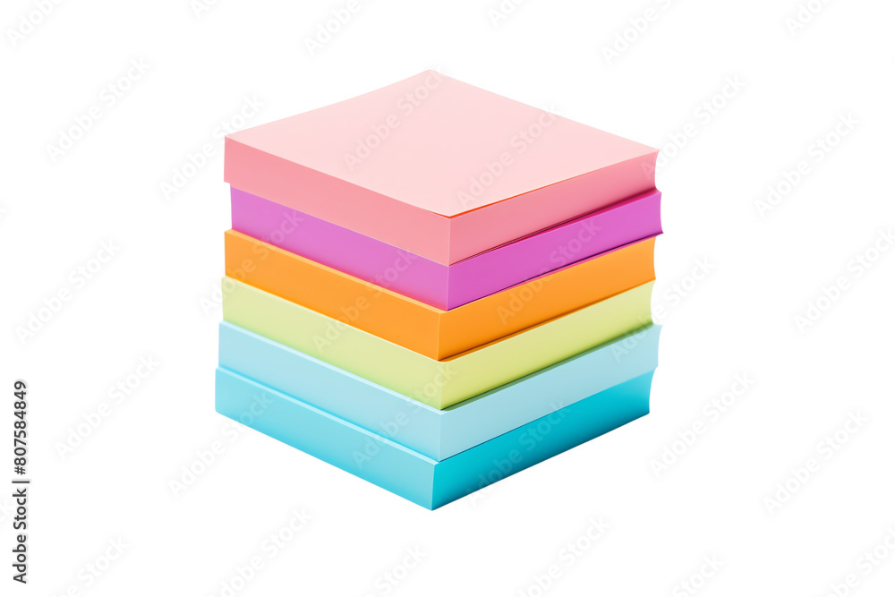 sticky notes in a stack, each a different pastel color sticky notes in a stack, each a different pastel color