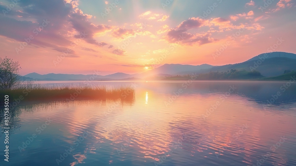 golden rays of the morning sun illuminating the tranquil waters of a calm lake golden rays of the morning sun illuminating the tranquil waters of a calm lake