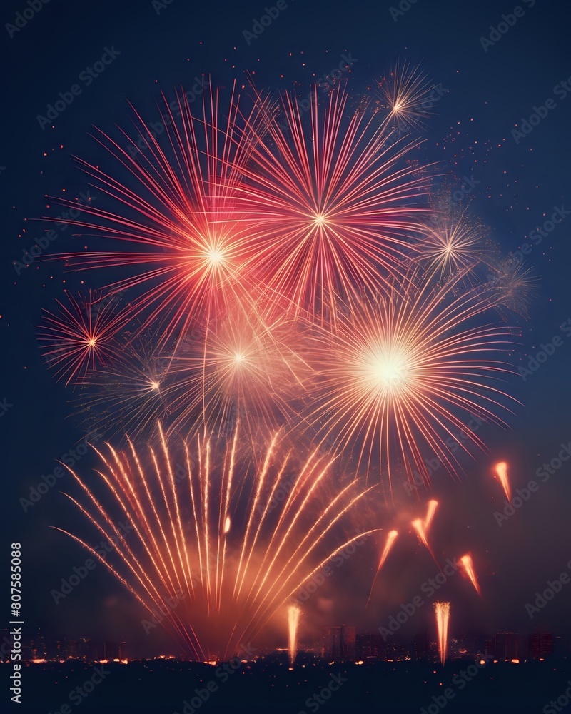 Fireworks Display At Night Background, 4th Of July, New Year's Day. Fireworks Display At Night Background, 4th Of July, New Year's Day.