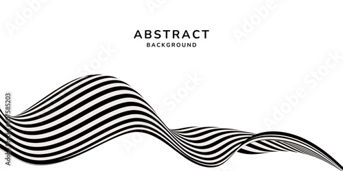 abstract background wavy Lines background, black and white striped. copy space. banner.  