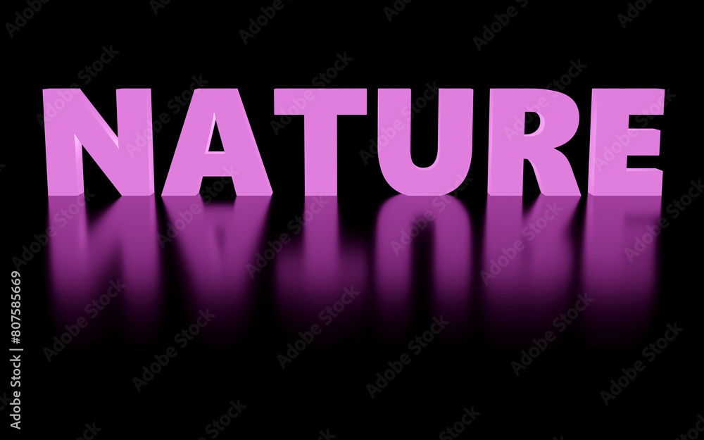 Luxury purple glowing inscription nature on grey podium, soft light, smooth background, 3d rendering Luxury purple glowing inscription nature on grey podium, soft light, smooth background, 3d rendering