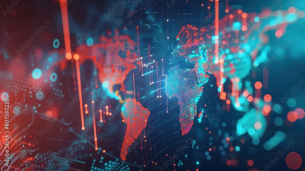 global stock market chart intertwined with a world map, highlighting the interconnectedness of global economies. global stock market chart intertwined with a world map, highlighting the interconnectedness of global economies.