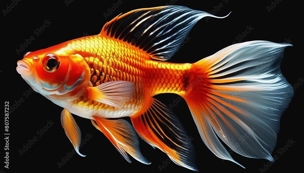 Animal Photography: Close-up Beauty of Goldfish against a Black Background