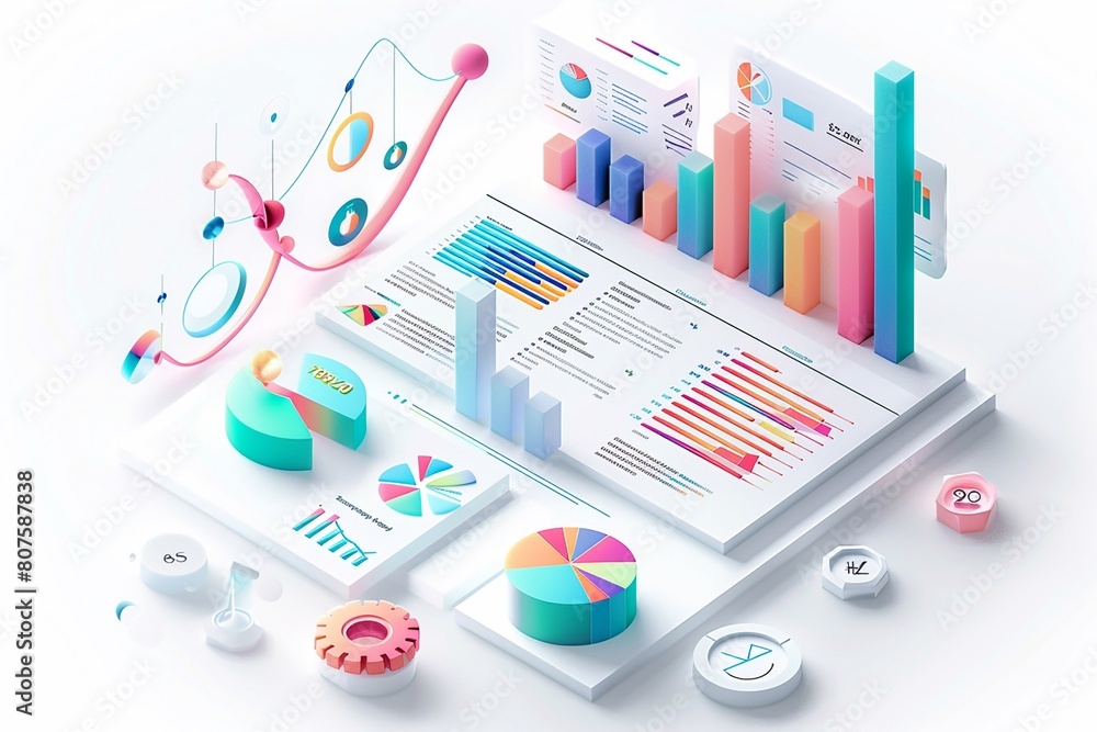 custom made wallpaper toronto digital3D abstract vector illustration business graph analysis.