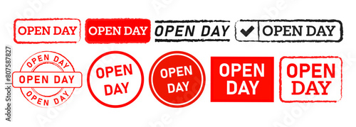 open day rectangle and circle stamp label sticker sign for business information