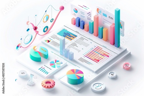 Wallpaper Mural 3D abstract vector illustration business graph analysis. Torontodigital.ca