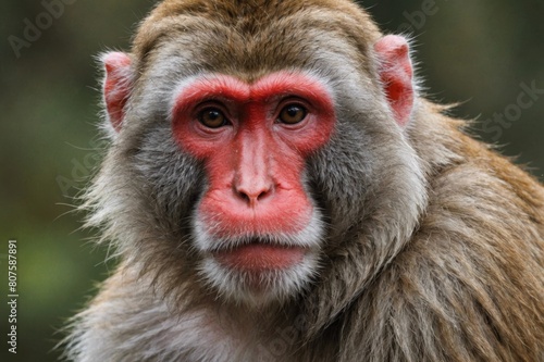 headshot of Japanese macaque, Macaca fuscata. photo