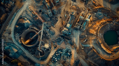 Secure Landfilling, An aerial view of a modern, engineered landfill designed for industrial waste, emphasizing the scale and the containment measures like liners and covers.