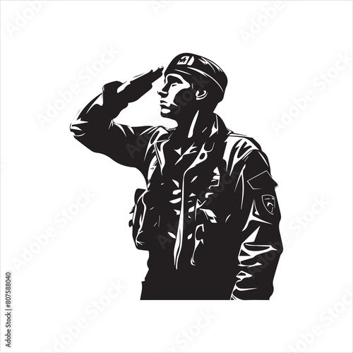 Veterans Army Saluting Vector Silhouettes Bundle, Soldier silhouettes collection for Veterans Day