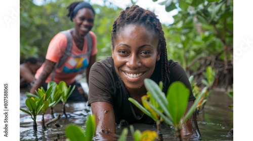 Wallpaper Mural Local community members benefiting from improved fish stocks and enhanced natural protection due to healthy mangrove ecosystems. Torontodigital.ca