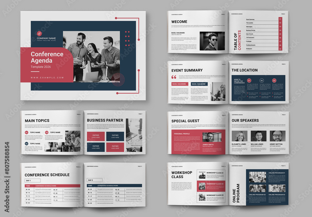 Conference Agenda Layout Stock Template | Adobe Stock