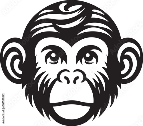 Monkey head silhouette vector illustration.