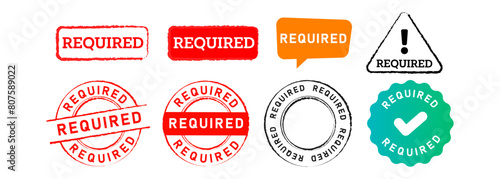 required rubber stamp and seal badge label sticker sign for information essential instruction