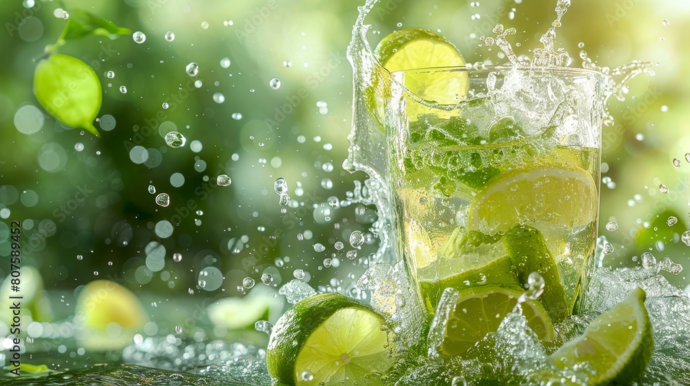 Splash of Citrus, A dynamic splash in a glass of lime soda, emphasizing the vibrant green and bubbles. Splash of Citrus, A dynamic splash in a glass of lime soda, emphasizing the vibrant green and bubbles.