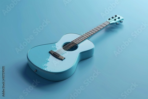 a blue guitar on a blue surface