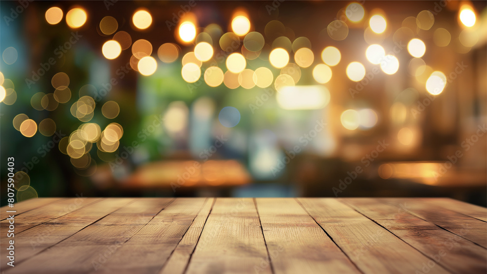 empty beautiful table top counter and blur bokeh background in clean and bright.