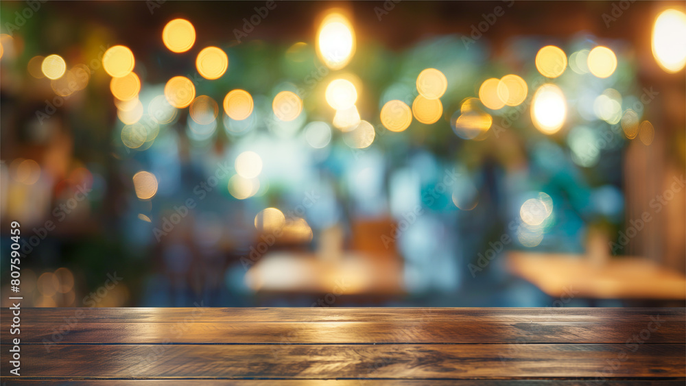 empty beautiful table top counter and blur bokeh background in clean and bright.