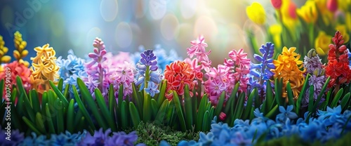 A Flowerbed With Colorful Hyacinths  Traditional Spring Flowers  Background HD For Designer 