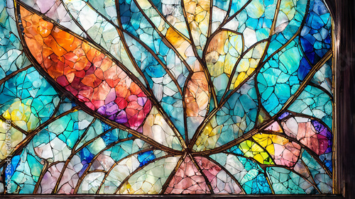 rainbow stained glass pattern with flower
