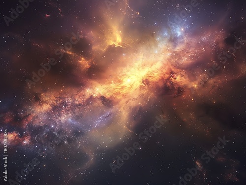 Capture the vastness of space with a dreamy, impressionistic portrayal of galaxies and stars using soft, blurred effects to evoke a sense of wonder