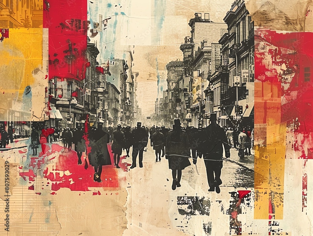 Fototapeta premium Illustrate a pivotal historical event through a unique collage animation