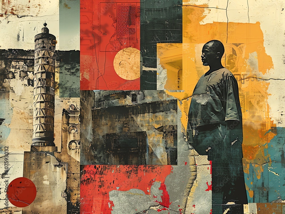 Fototapeta premium Illustrate a pivotal historical event through a unique collage animation
