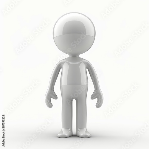 3D icon human stick figure character. White color. Social media user profile concept. Generative AI technology.