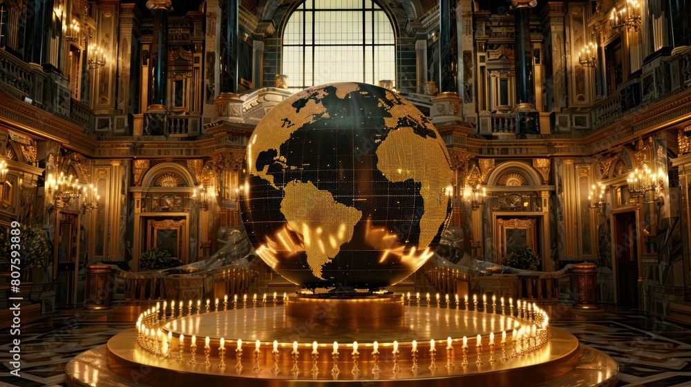 Obraz premium global stock market chart superimposed onto a historical backdrop, emphasizing the cyclical nature of financial markets. 