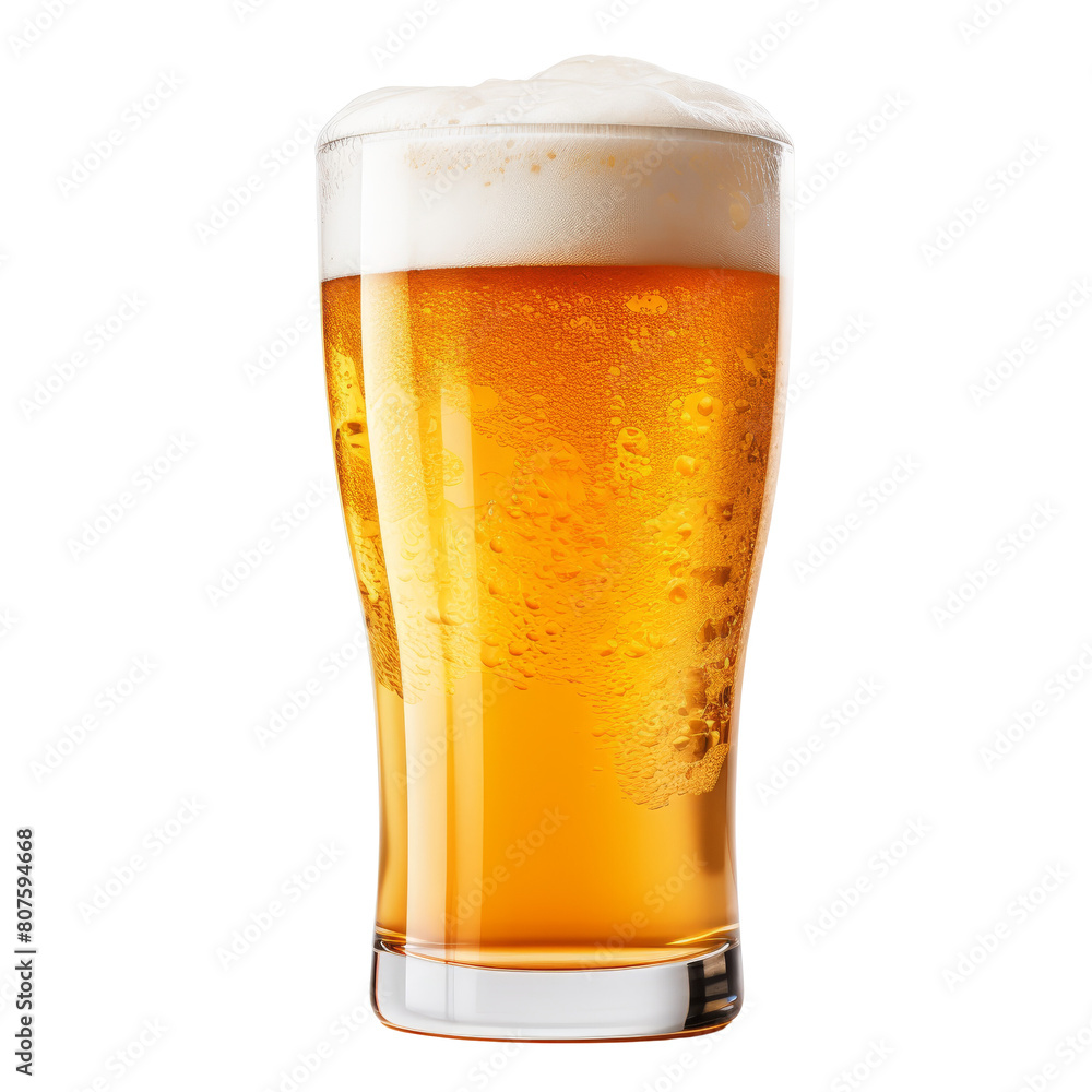 A glass of refreshing beer with a perfect head of foam. A glass of refreshing beer with a perfect head of foam.