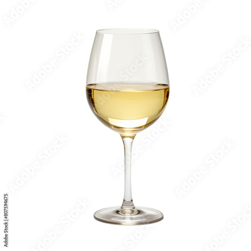 A glass of white wine isolated on a transparent background. photo