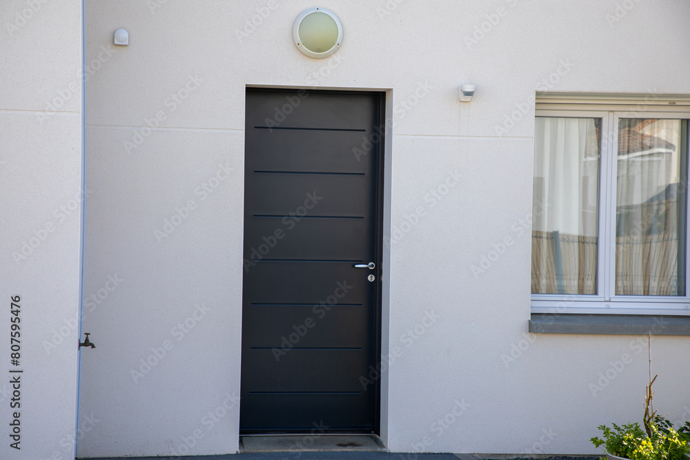 modern white house facade entrance door of street suburban home modern white house facade entrance door of street suburban home