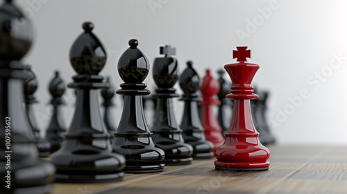 a red and black chess pieces photo