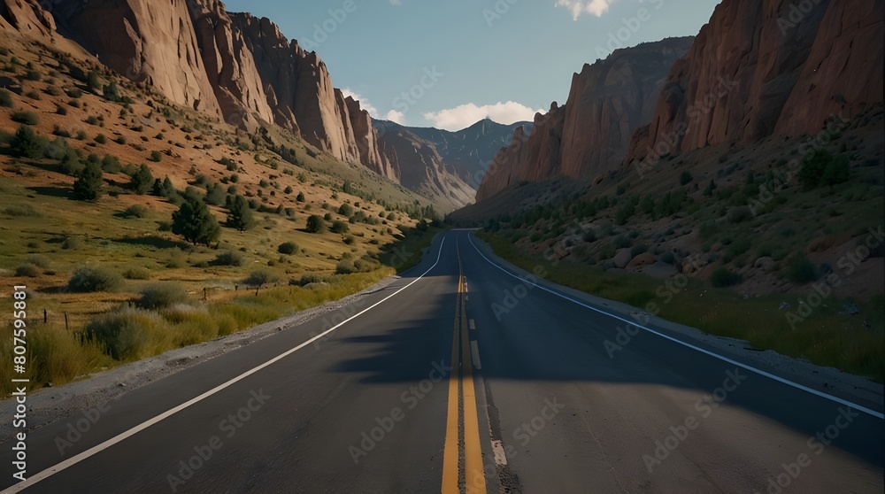 Empty open highway in Wyoming