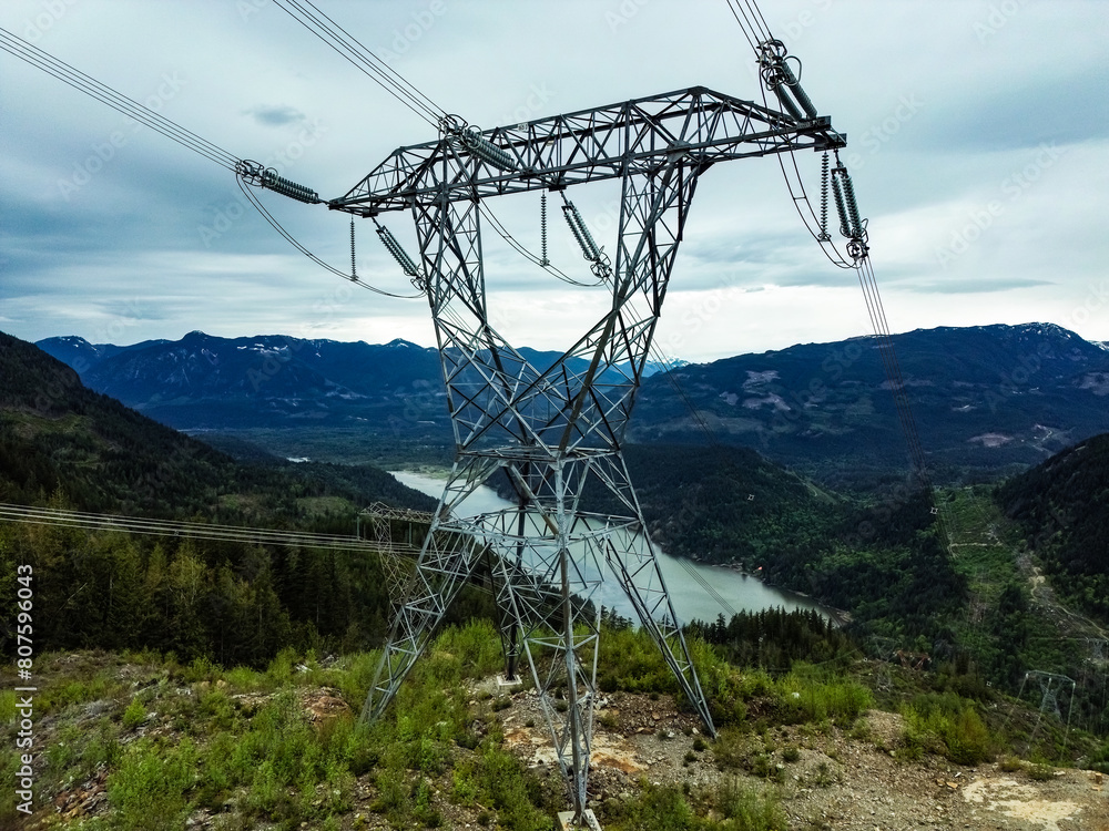 Fotografie Power pylon in the mountains