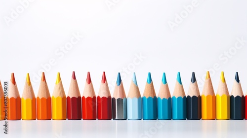 a row of colored pencils photo