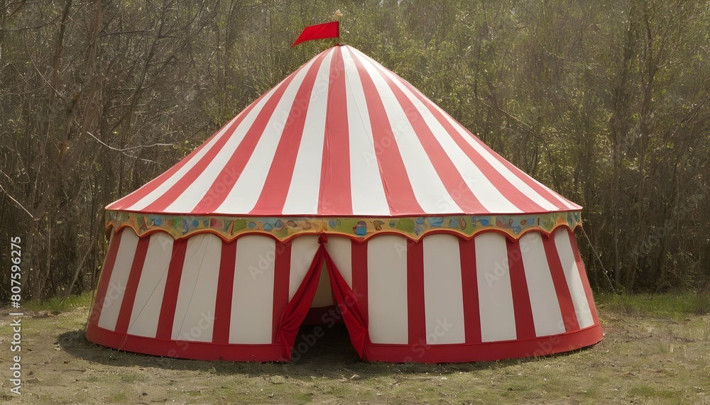 A whimsical frame shaped like a circus tent