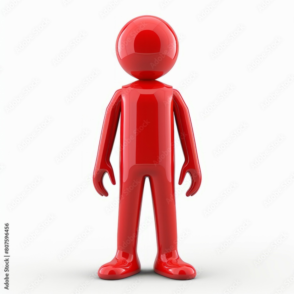 Stick figure 3D icon. Red color. Avatar user profile concept. Generative AI technology. Stick figure 3D icon. Red color. Avatar user profile concept. Generative AI technology.