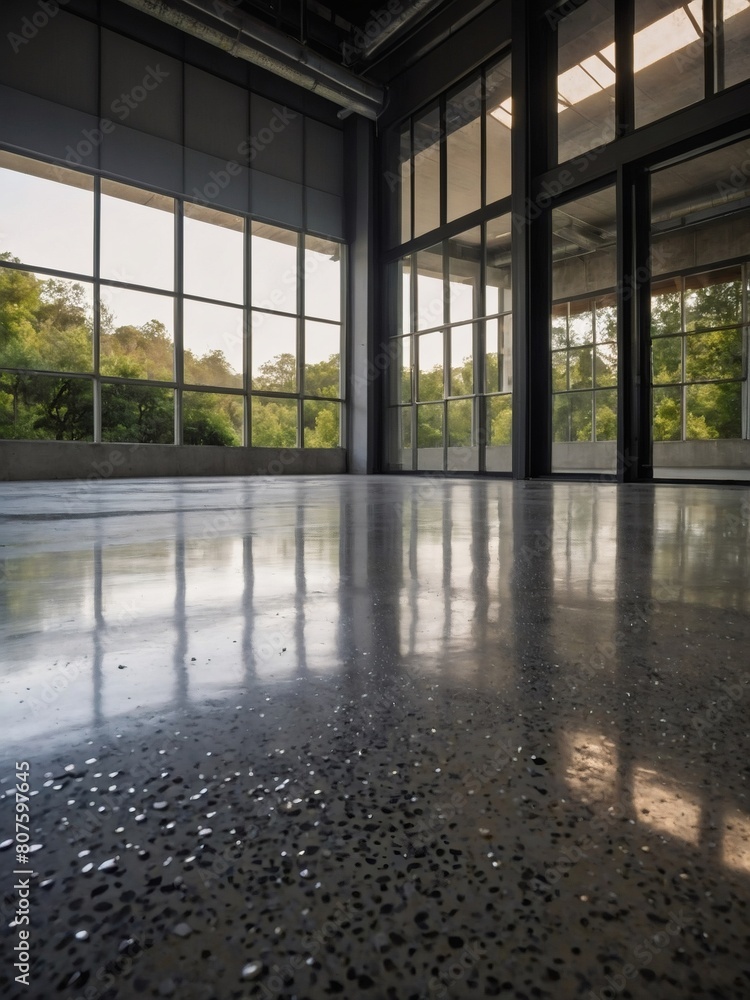 Industrial Chic, Polished Concrete Floors Set Against a Backdrop of Nature