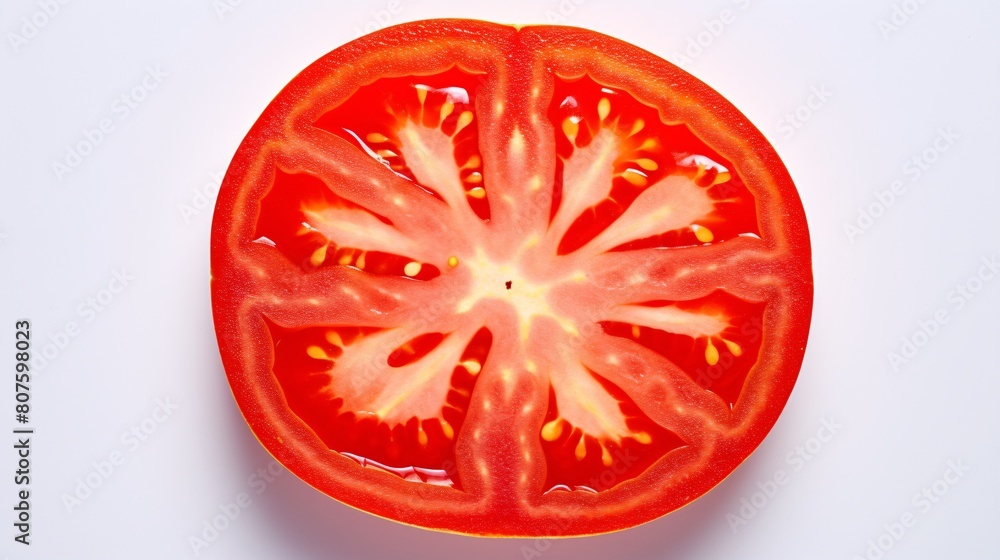 a tomato slice with a white center a tomato slice with a white center