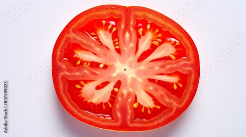 a tomato slice with a white center