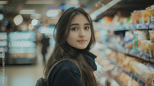 potrait of woman shopping in supermarket
