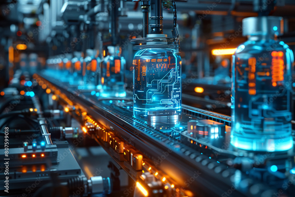 Assembly line operation scene, smart manufacturing concept creative illustration Assembly line operation scene, smart manufacturing concept creative illustration