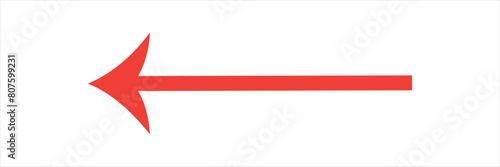 Red arrow icon. Straight long left vector arrow icon.