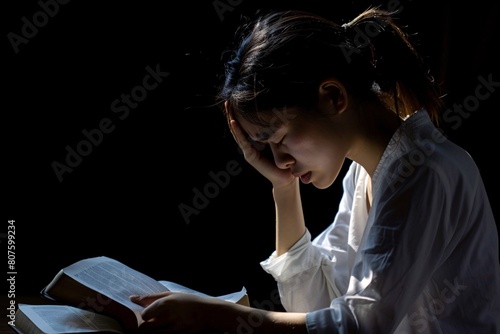 a woman reading a book photo