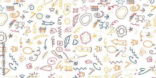 Wallpaper Mural Children art background with colorful line doodle style seamless pattern and vector illustration design. Torontodigital.ca
