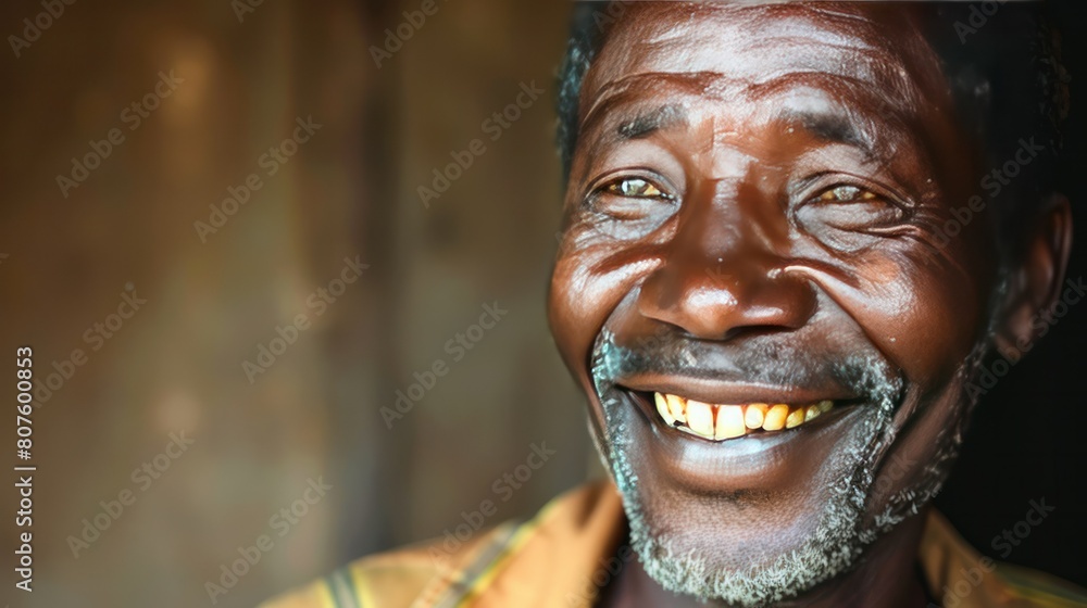 An African man with a triumphant smile, his eyes filled with pride and determination. An African man with a triumphant smile, his eyes filled with pride and determination.