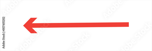 Red arrow icon. Straight long left vector arrow icon.