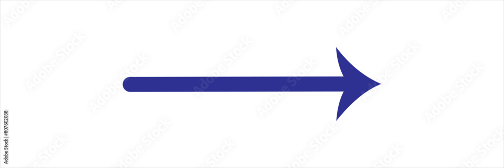 Straight long arrow, left thin line, blue cursor, horizontal element, thick pointer vector icon isolated on white background. Simple illustration Straight long arrow, left thin line, blue cursor, horizontal element, thick pointer vector icon isolated on white background. Simple illustration