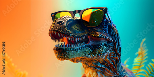 Prehistoric Swag: Dino Rocking Shades in Vibrant 3D Orange Setting