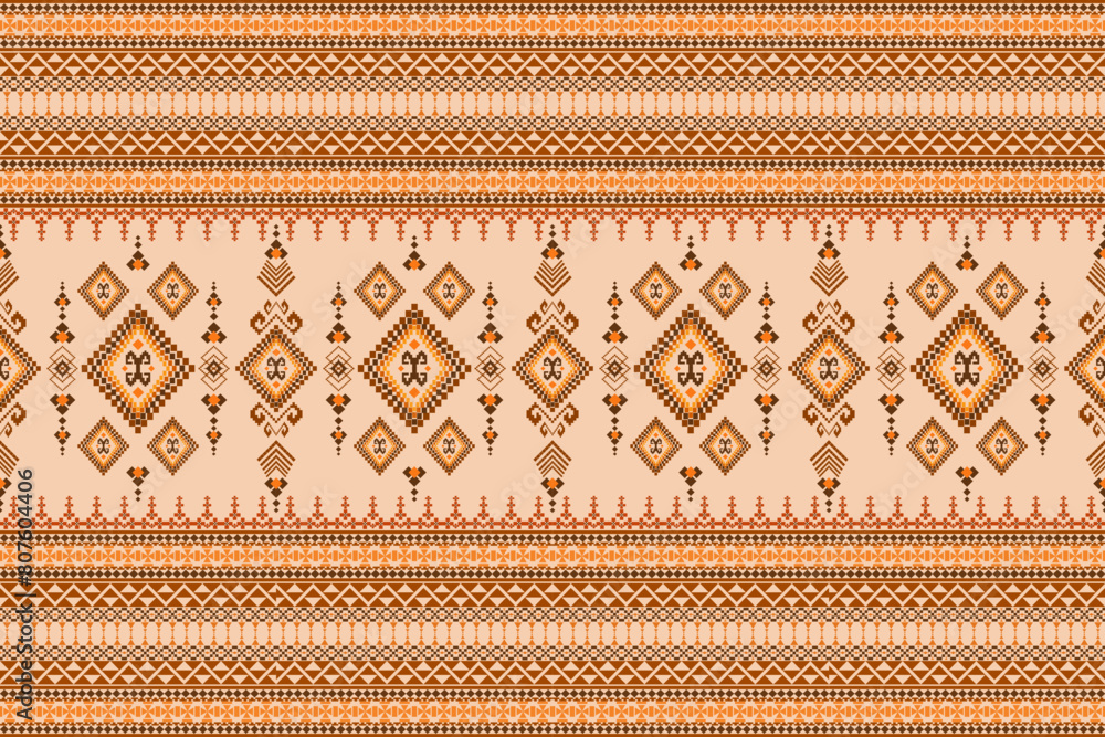 Ethnic geometric pixel Aztec traditional seamless pattern. Native geometry shape style perfect design for fabric, clothing, element, ornament, embroidery, home decor, interior, printing, background Ethnic geometric pixel Aztec traditional seamless pattern. Native geometry shape style perfect design for fabric, clothing, element, ornament, embroidery, home decor, interior, printing, background